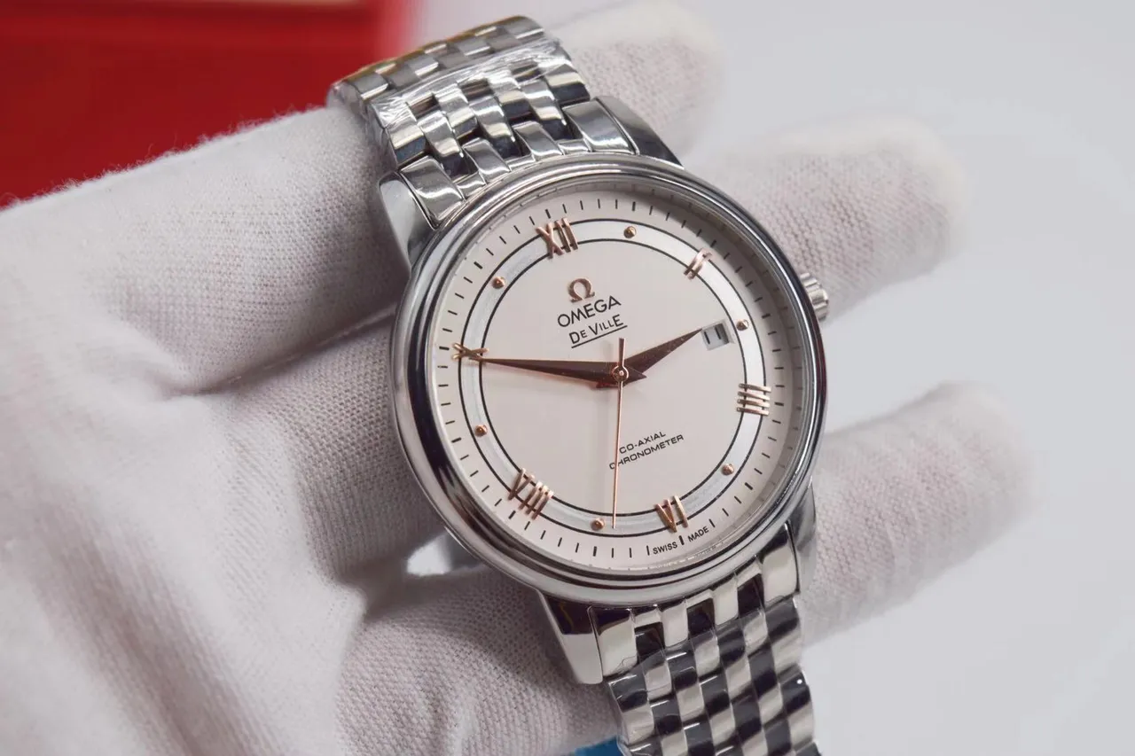 Omega De Ville সাদা ডায়াল সিলভার টোন যান্ত্রিক ঘড়ি 2