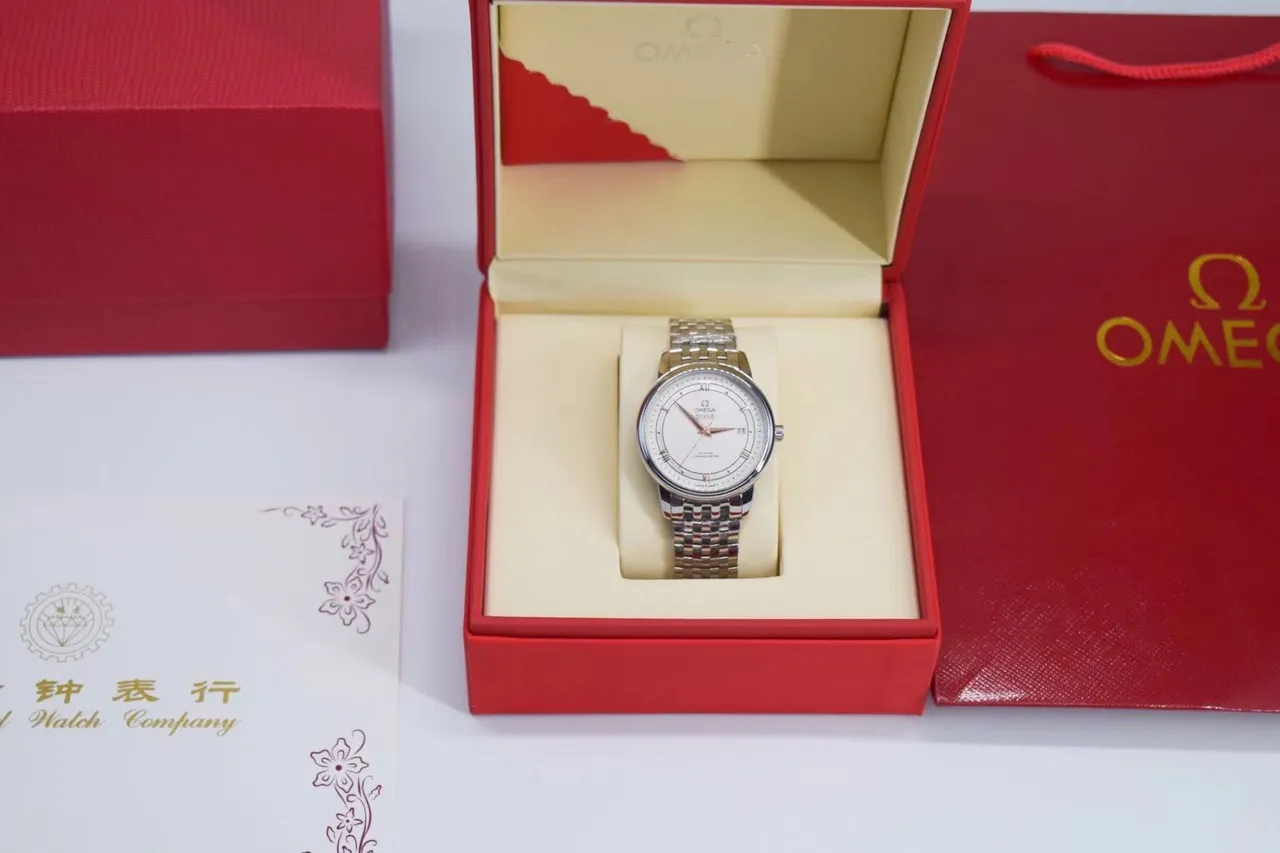 Omega De Ville সাদা ডায়াল সিলভার টোন যান্ত্রিক ঘড়ি 3