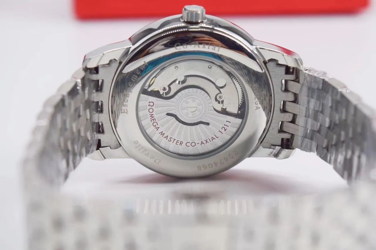 Omega De Ville সাদা ডায়াল সিলভার টোন যান্ত্রিক ঘড়ি 5