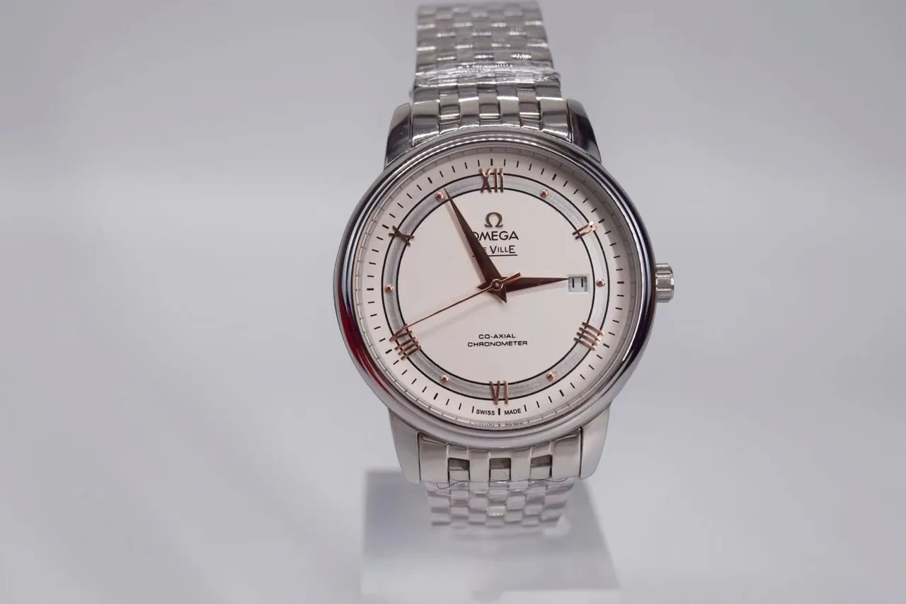 Omega De Ville সাদা ডায়াল সিলভার টোন যান্ত্রিক ঘড়ি 13