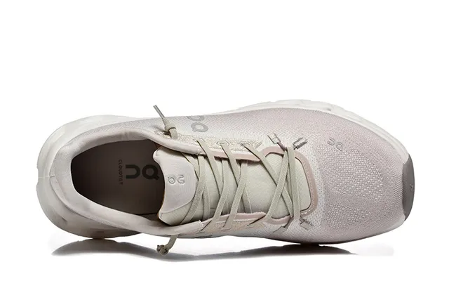 On Beige White Engineered Knit Upper Sculpted CloudTec Midsole Running Shoes 3