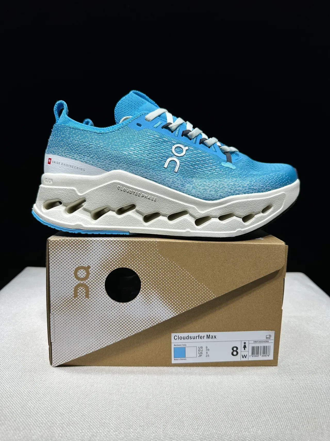 On Blue White Engineered Knit Upper CloudTec Phase Midsole Running Shoes 14
