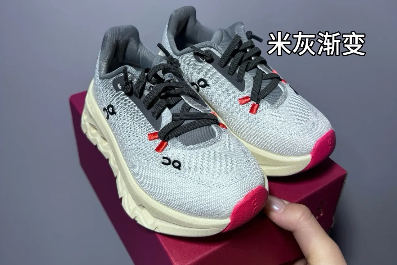 On Cloud Gray Pink Knit Upper Sculpted Midsole Chunky Sneakers 11
