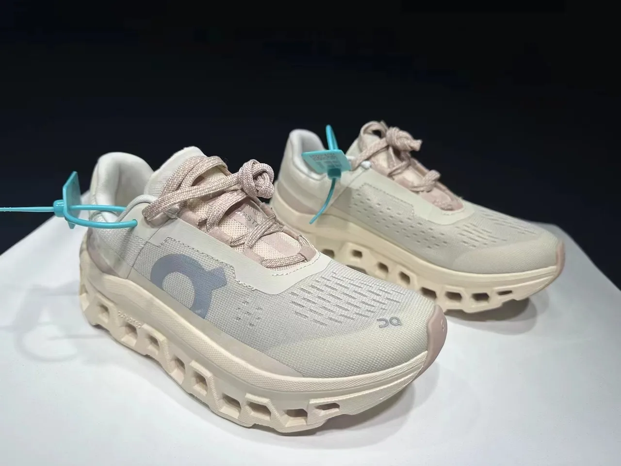On Cloudmonster Beige Gray Running Shoes 6