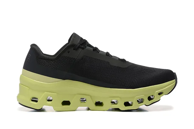 On Cloudmonster Black Lime Green Running Shoes 4