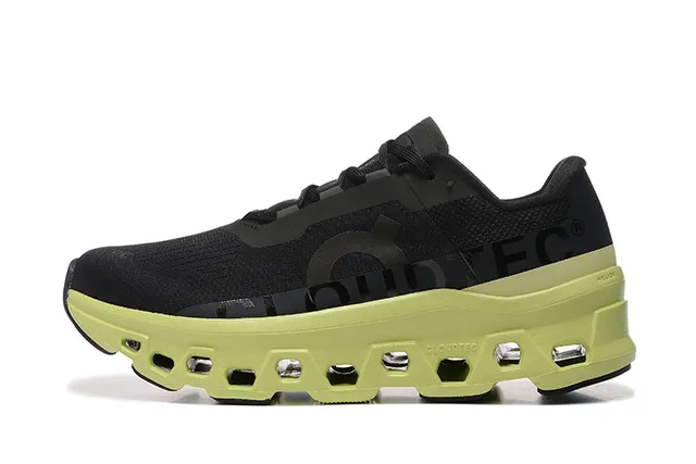 On Cloudmonster Black Lime Green Running Shoes 5