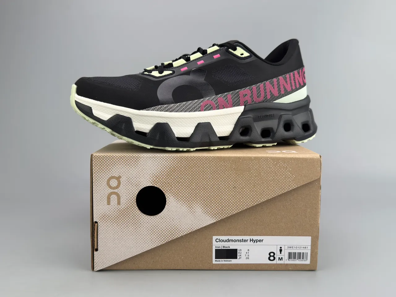 On Cloudmonster Black Pink White Tênis de corrida 2