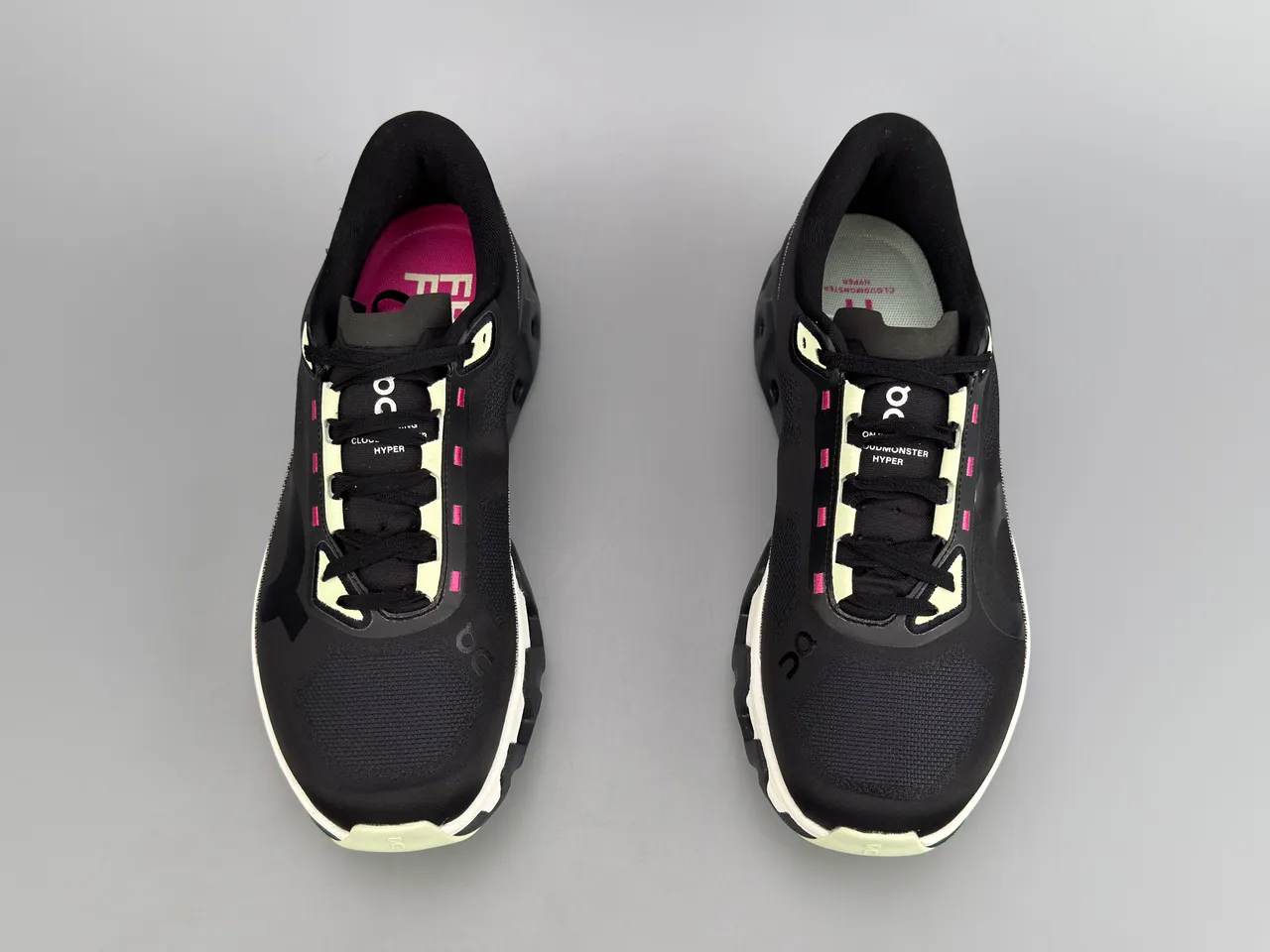 On Cloudmonster Black Pink White Tênis de corrida 7