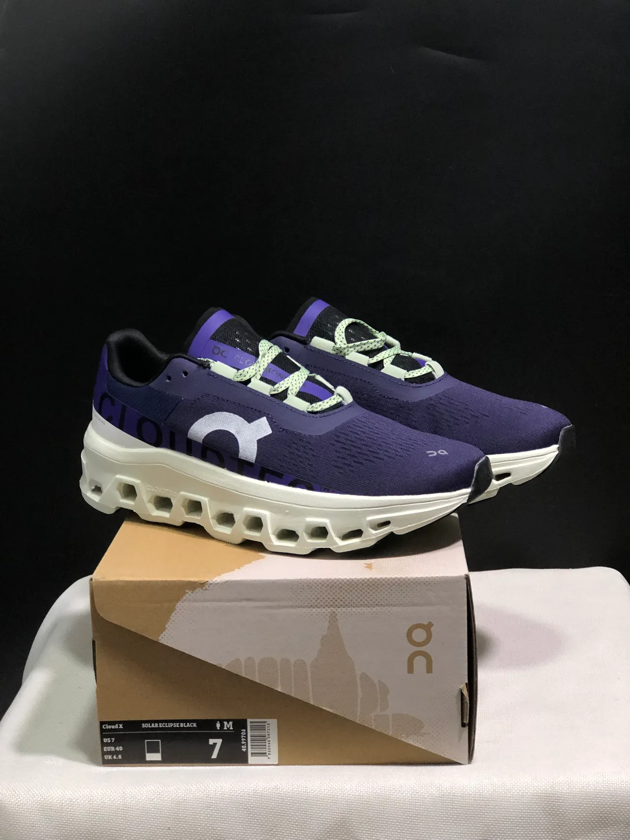 On Cloudmonster Tênis de corrida roxo branco 3