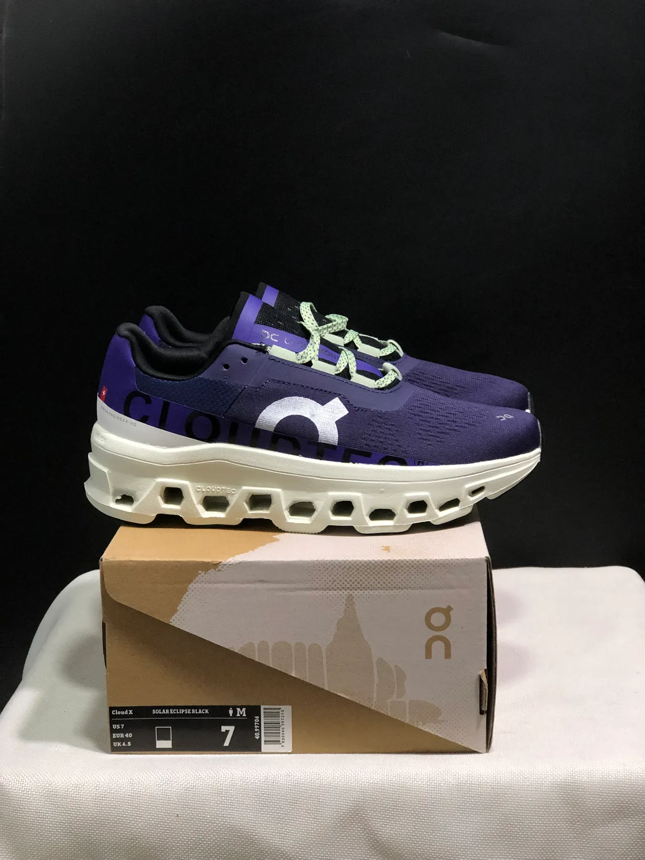 On Cloudmonster Tênis de corrida roxo branco 4