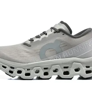 On Gray Black Engineered Mesh Upper Open Hexagonal CloudTec Pods Running Shoes