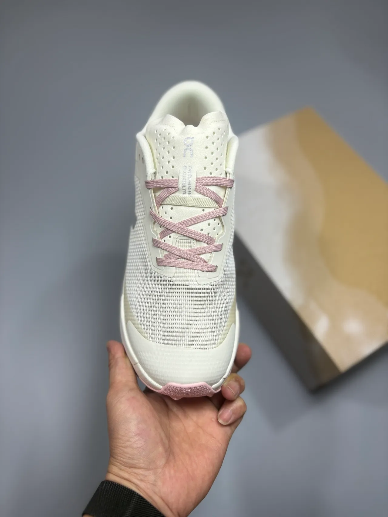 On Running Shoe White Pink Helion Midsole Running Shoes 2