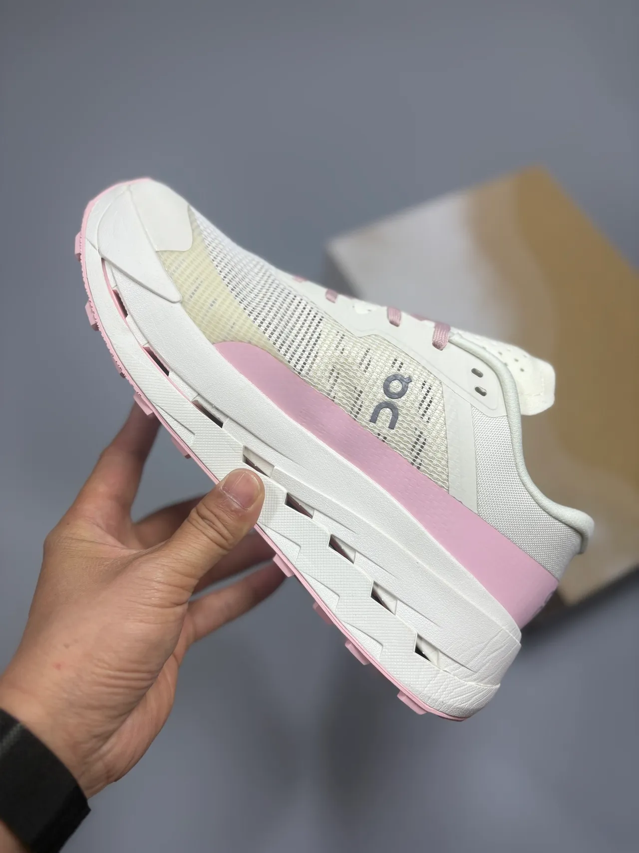 On Running Shoe White Pink Helion Midsole Running Shoes 3