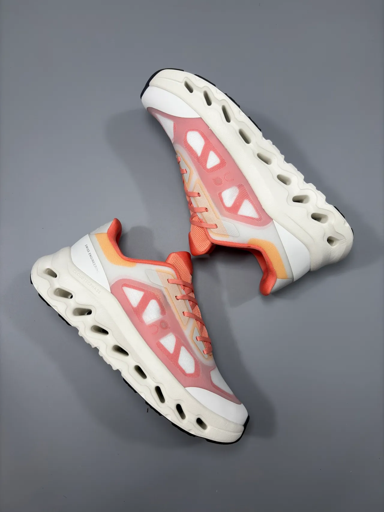 On Branco Rosa Cloudtec Phase Solado médio Perfurado Hexagonal Pods Tênis para correr 7