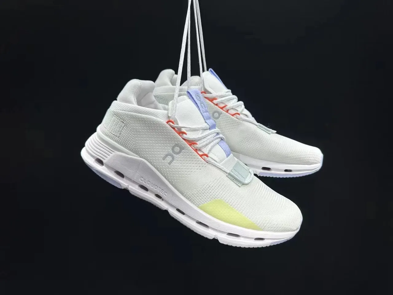 On White Purple Engineered Mesh Upper Midfoot Strap Closure Lifestyle Sneakers 5