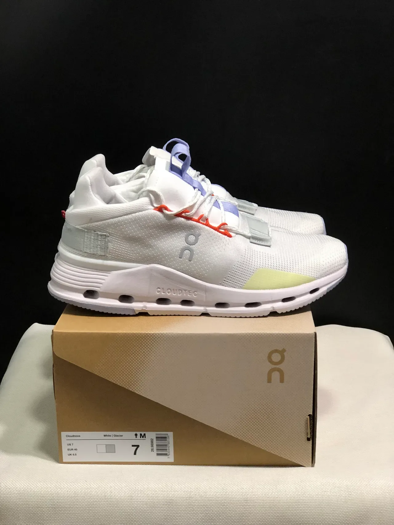 On White Purple Engineered Mesh Upper Midfoot Strap Closure Lifestyle Sneakers 6