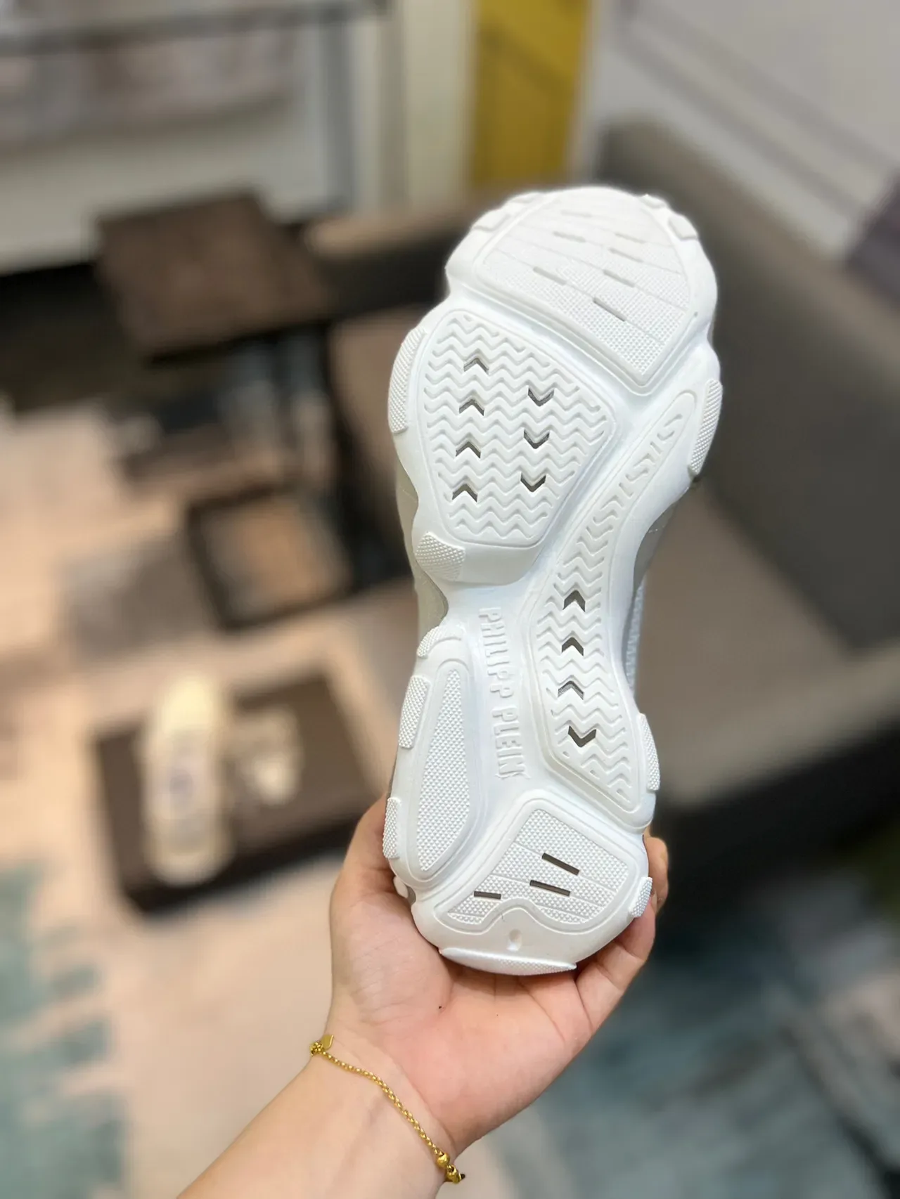 Philipp Plein Big Bang Tênis Chunky Branco Preto Upper Tricô Sola Esculpida 9