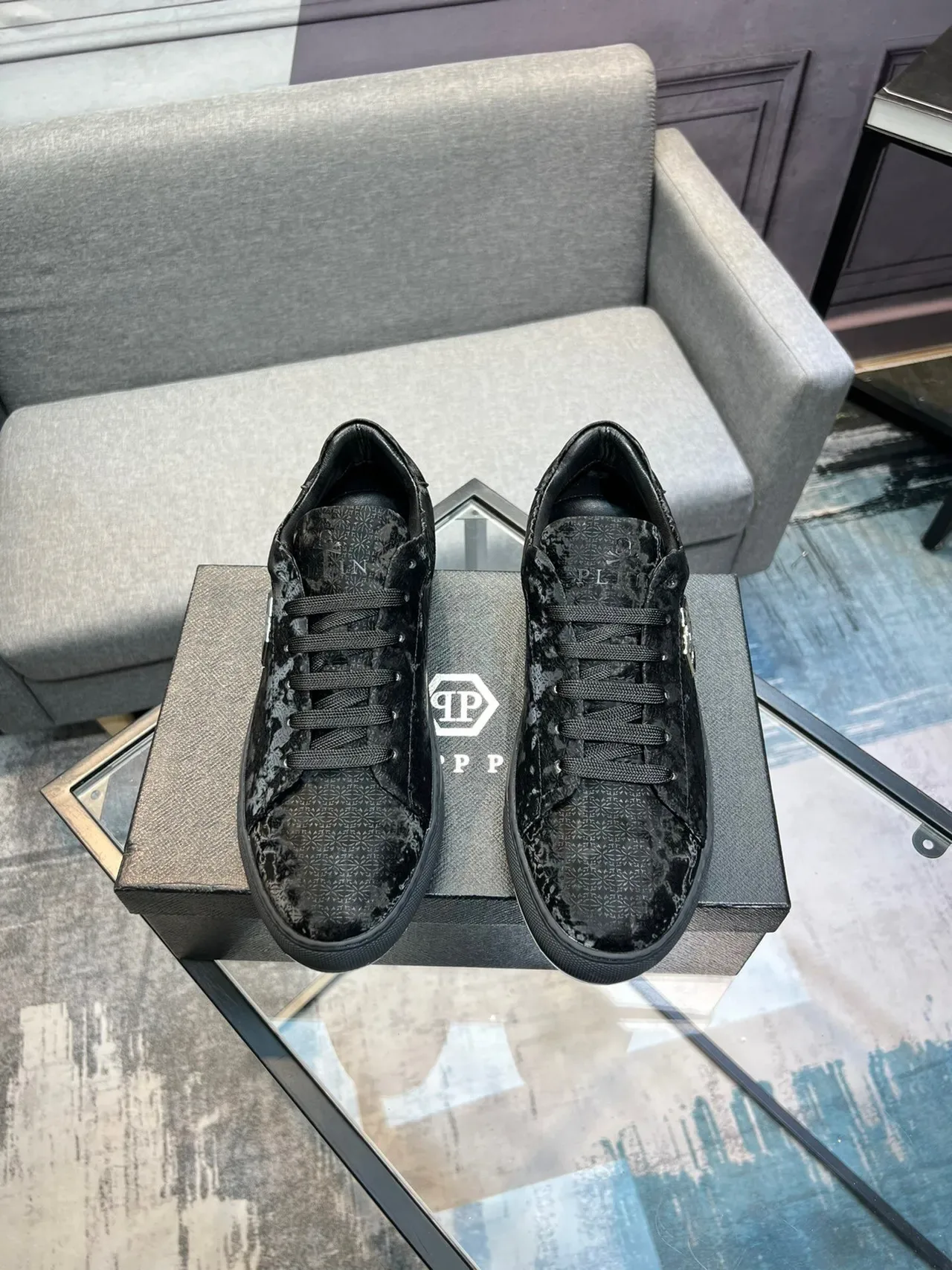 Philipp Plein Baskets Lifestyle Noir à Imprimé Floral à Encolure Basse 2