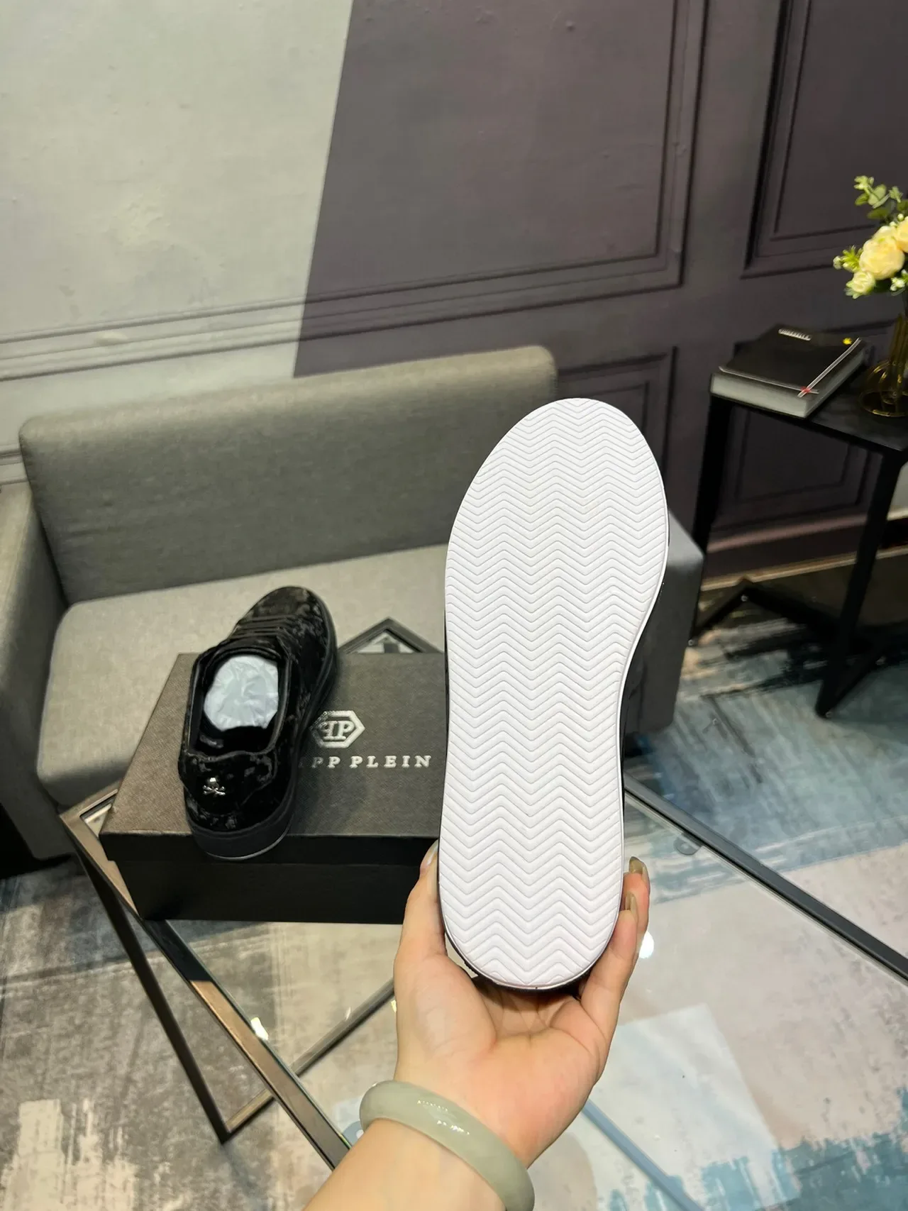 Philipp Plein Baskets Lifestyle Noir à Imprimé Floral à Encolure Basse 7