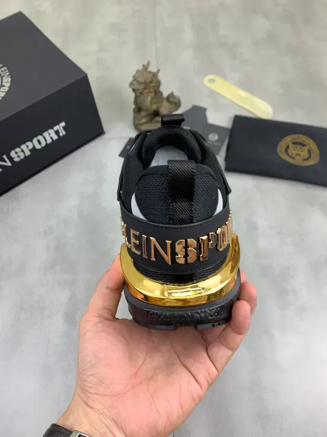 Philipp Plein Black Gold Mesh Upper Sculpted Midsole Sneakers 3
