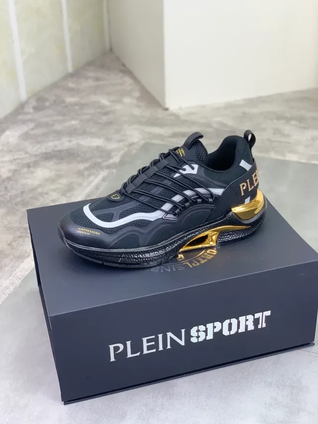 Philipp Plein Black Gold Mesh Upper Sculpted Midsole Sneakers 4