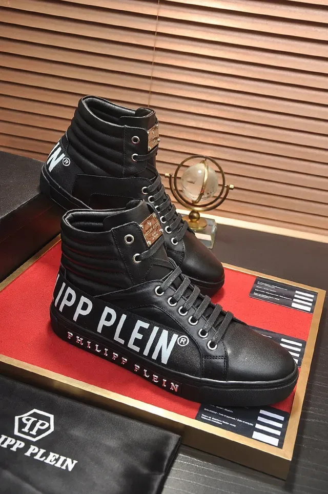 Philipp Plein Sneakers Lifestyle Noir et Blanc Hautes en Cuir 5