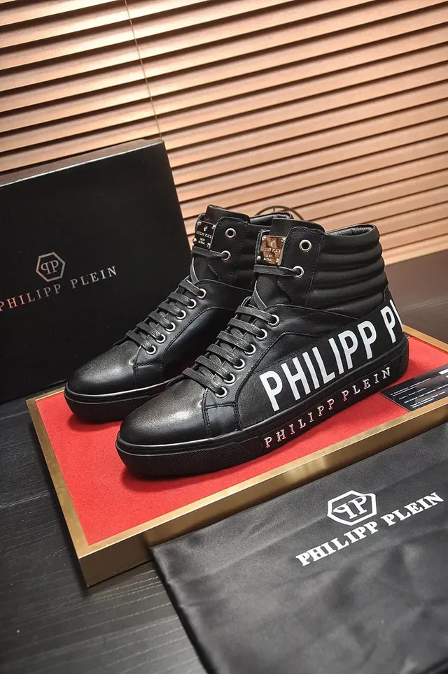 Philipp Plein Sneakers Lifestyle Noir et Blanc Hautes en Cuir 7