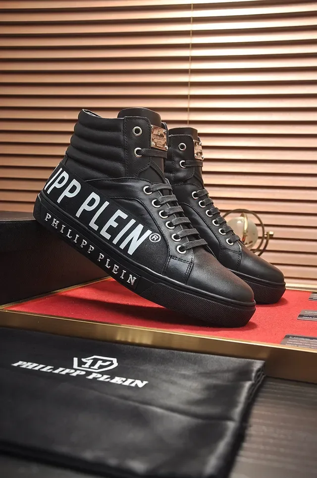 Philipp Plein Sneakers Lifestyle Noir et Blanc Hautes en Cuir 8