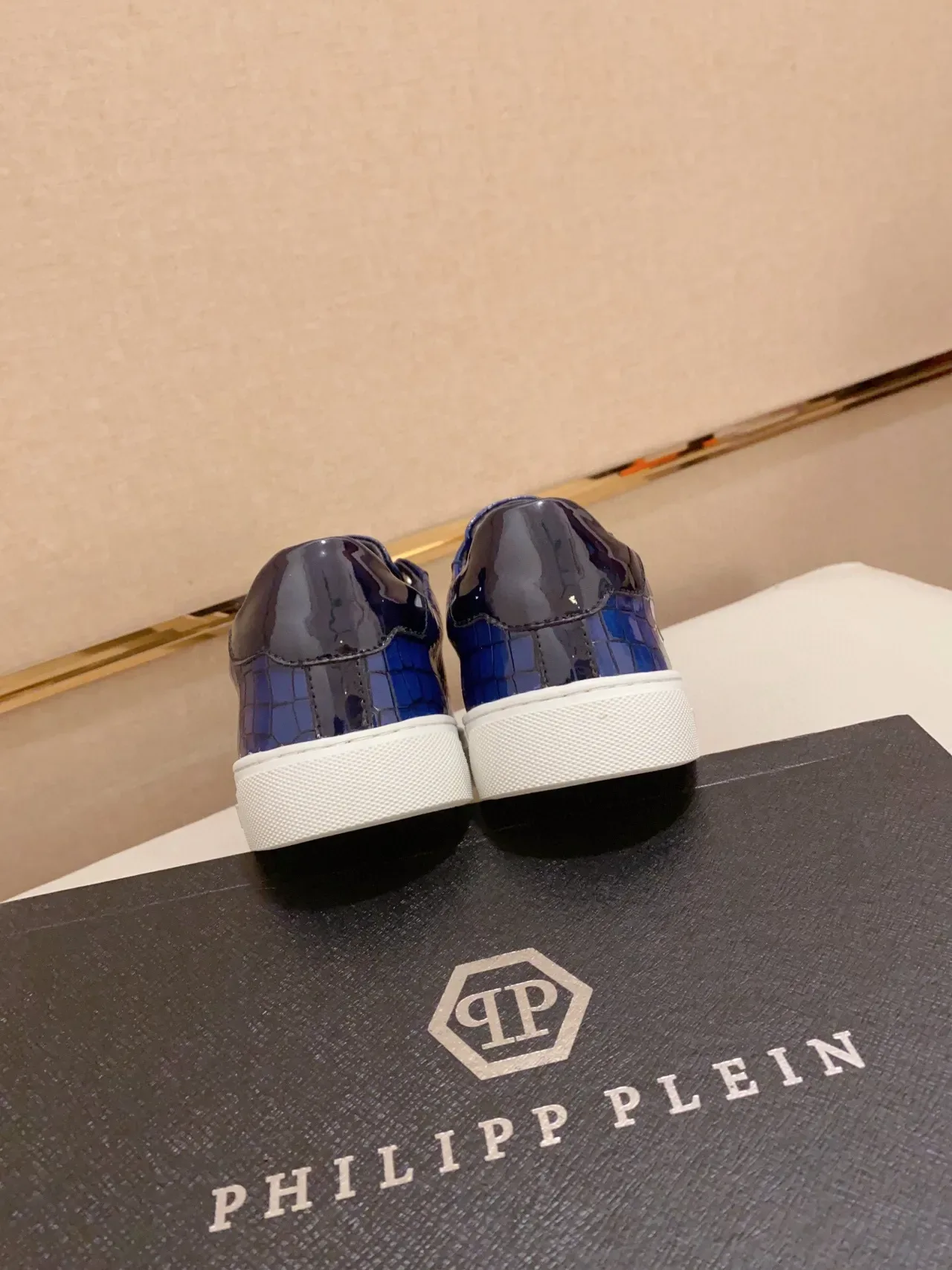 Philipp Plein Blue Croc-Embossed Logo Sneaker 8