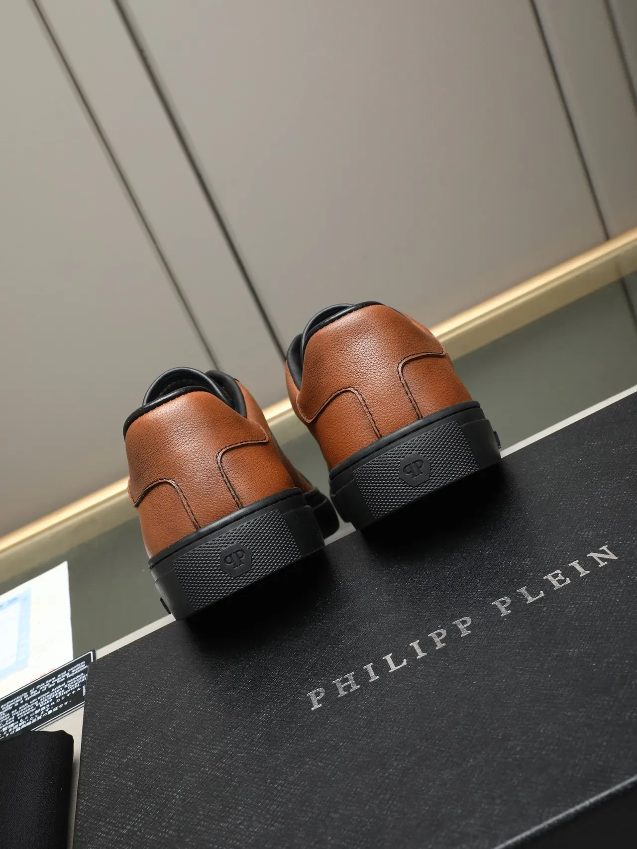 Philipp Plein Brown Leather Low-Top Sneaker 3