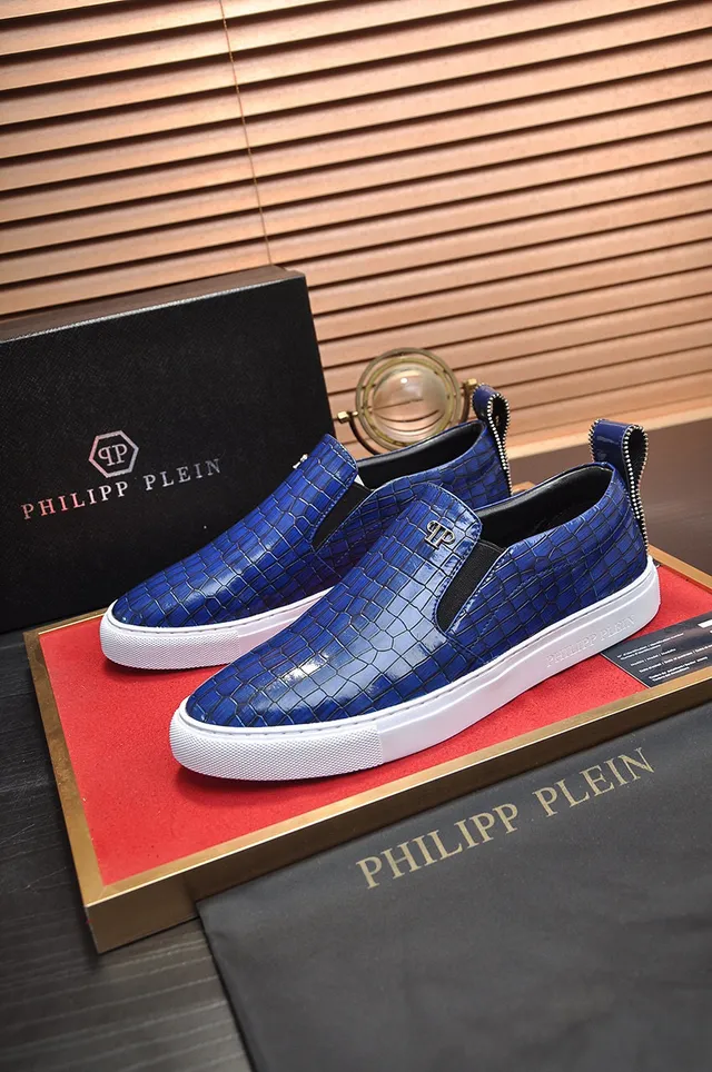 Philipp Plein Croc-Embossed Blue Slip-On Loafer 7
