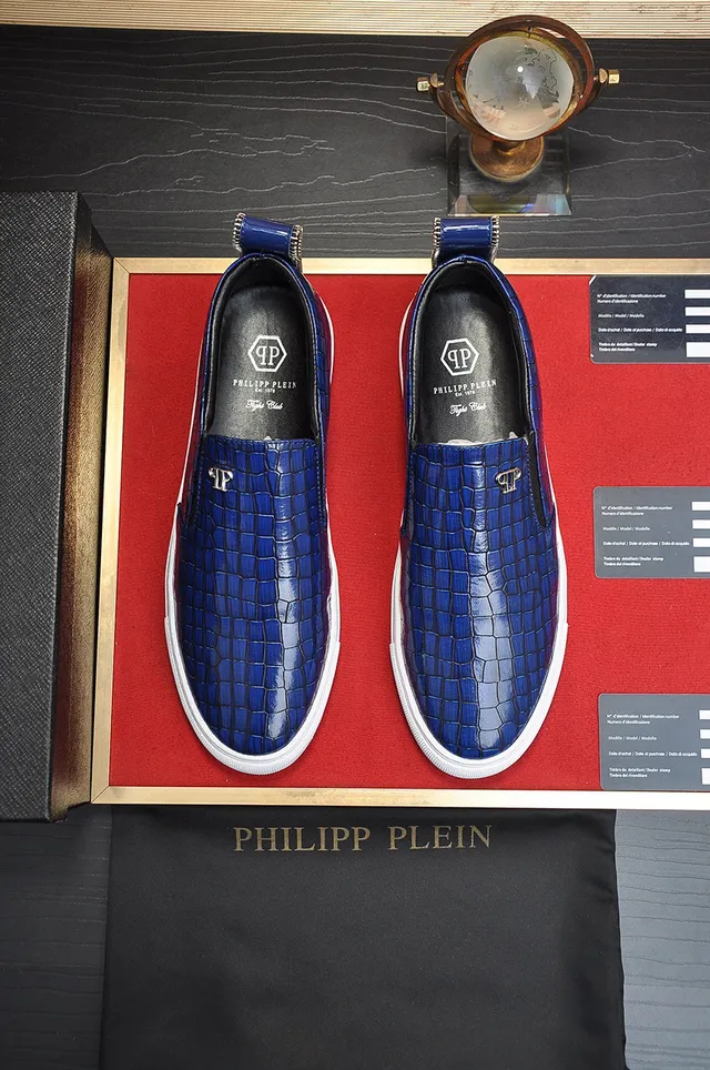 Philipp Plein Croc-Embossed Blue Slip-On Loafer 9
