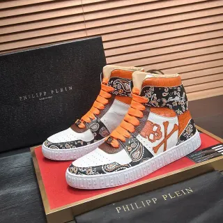 Philipp Plein High-Top Paisley Skull Lifestyle Sneakers
