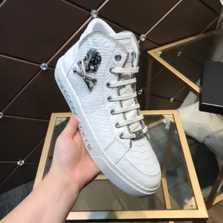 Philipp Plein High Top White Snake-Embossed Leather Lifestyle Sneaker