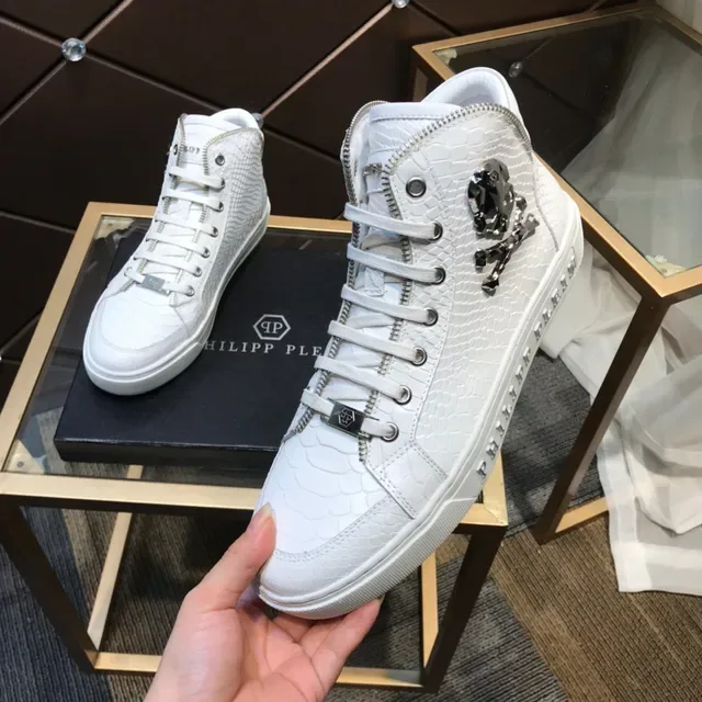 Philipp Plein High Top White Snake-Embossed Leather Lifestyle Sneaker 2