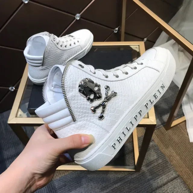 Philipp Plein High Top White Snake-Embossed Leather Lifestyle Sneaker 4