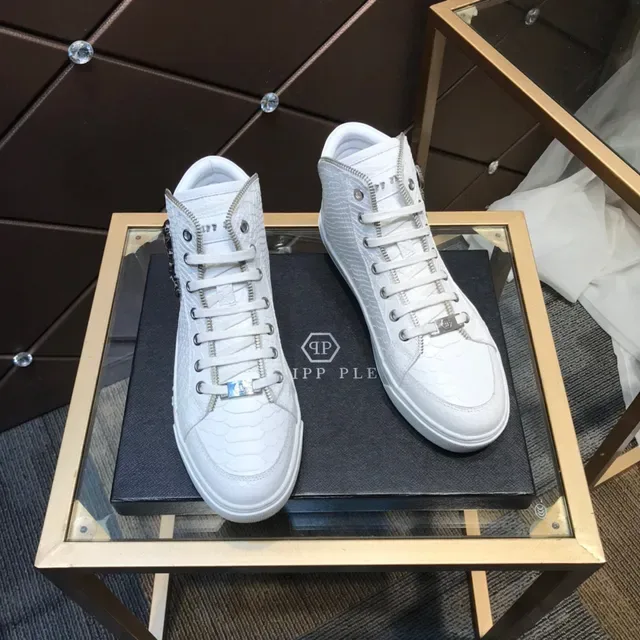Philipp Plein High Top White Snake-Embossed Leather Lifestyle Sneaker 6