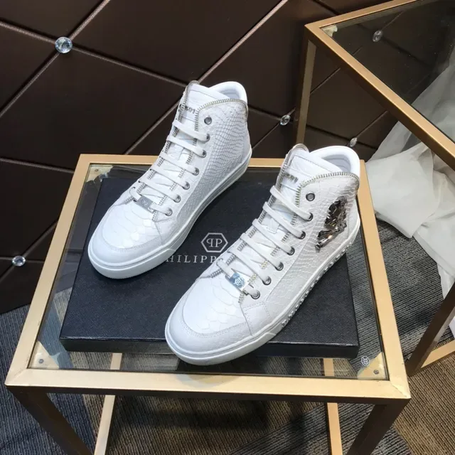 Philipp Plein High Top White Snake-Embossed Leather Lifestyle Sneaker 8