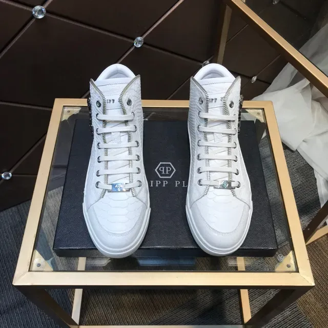 Philipp Plein High Top White Snake-Embossed Leather Lifestyle Sneaker 9