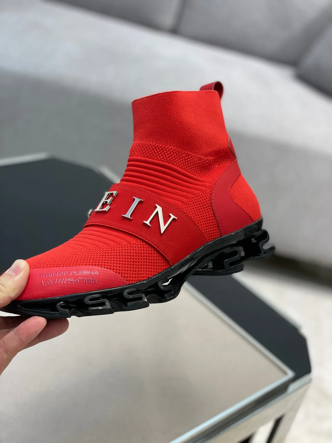 Philipp Plein I.O. No°005 Chaussures style de vie rouge à enfiler comme des chaussettes 4
