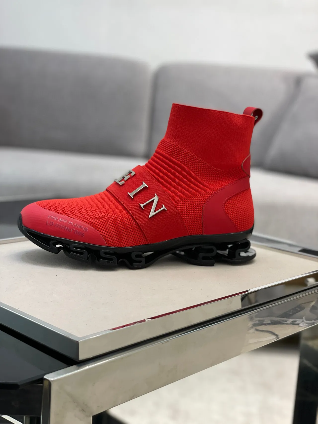 Philipp Plein I.O. No°005 Chaussures style de vie rouge à enfiler comme des chaussettes 5