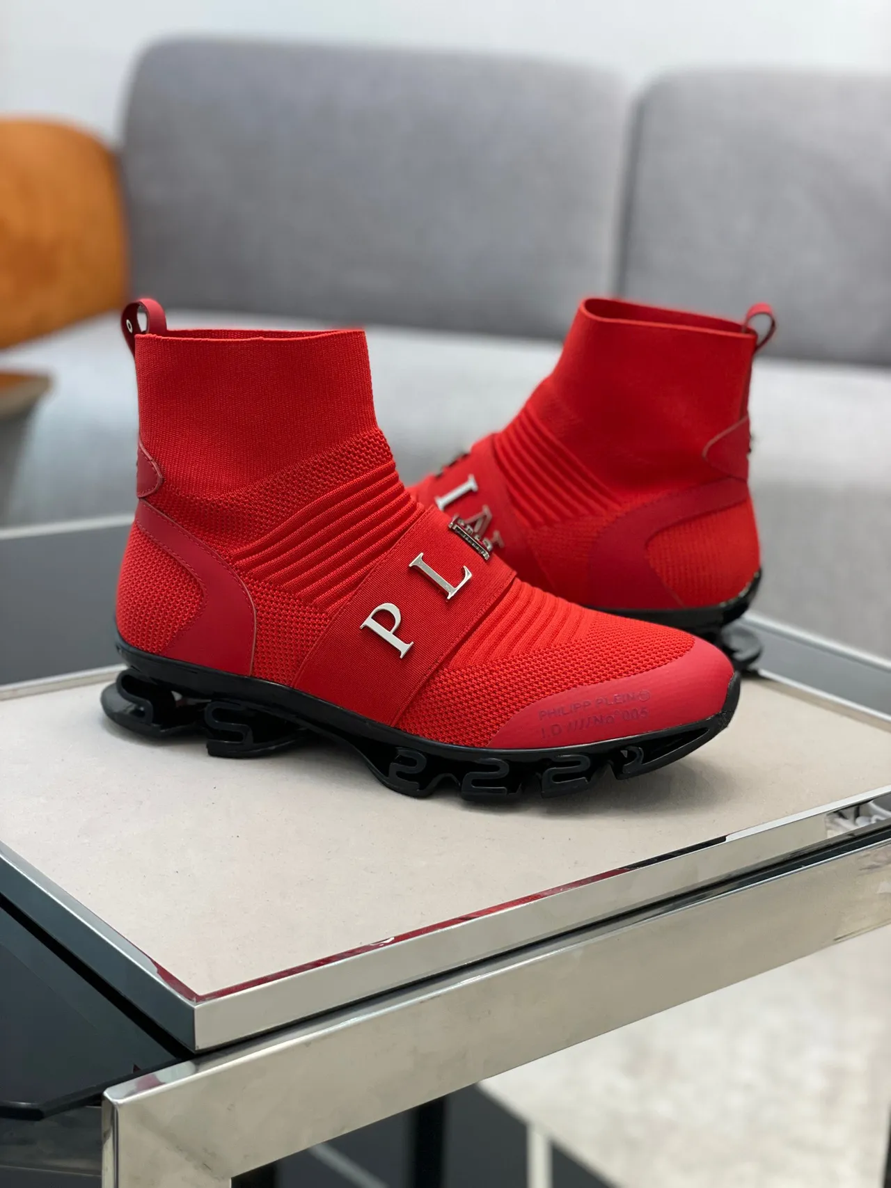 Philipp Plein I.O. No°005 Chaussures style de vie rouge à enfiler comme des chaussettes 6
