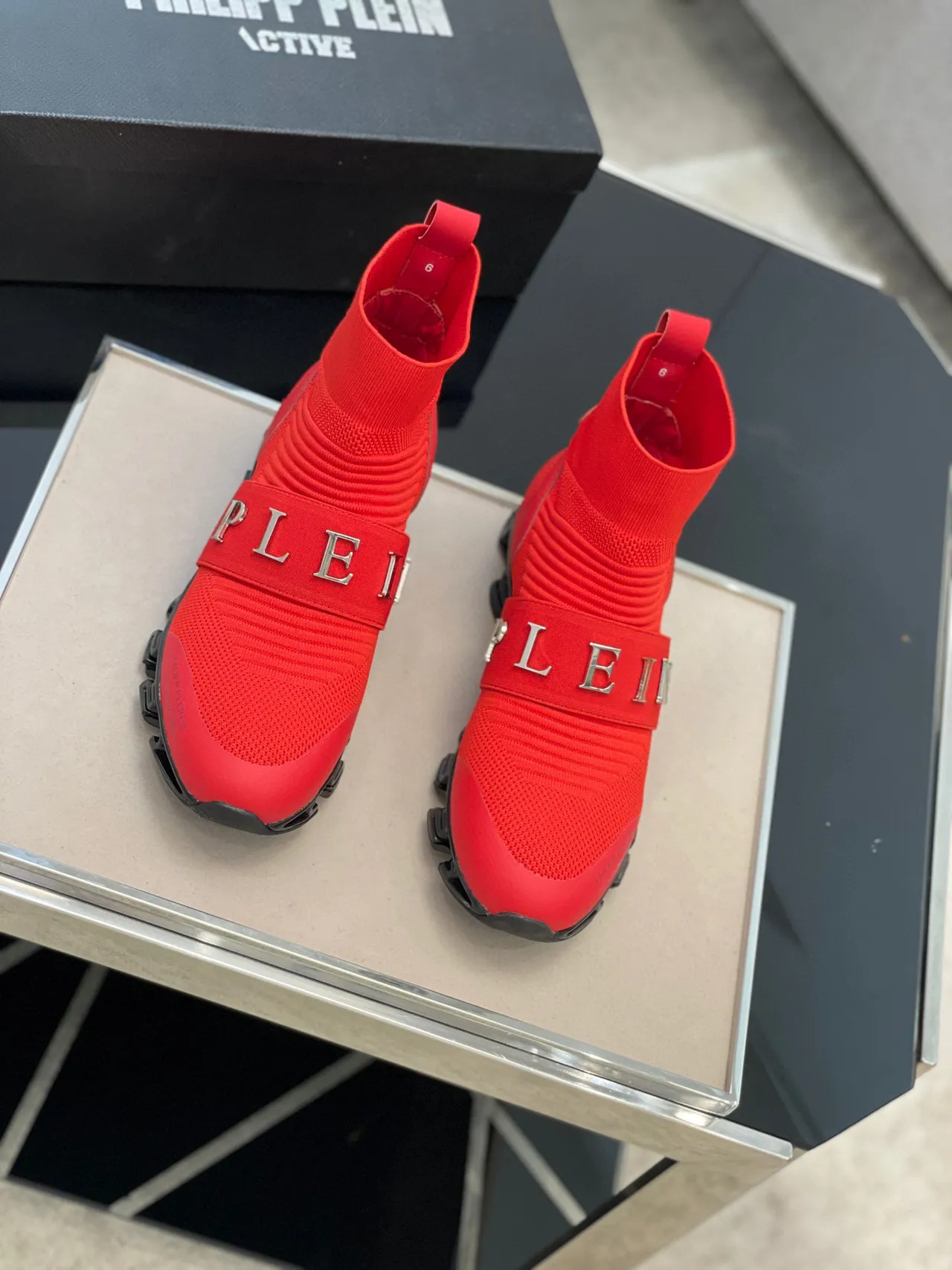 Philipp Plein I.O. No°005 Chaussures style de vie rouge à enfiler comme des chaussettes 8