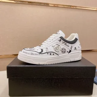 Philipp Plein Lifestyle Sneaker White Black Leather Upper Contrast Panels Lifestyle Sneakers