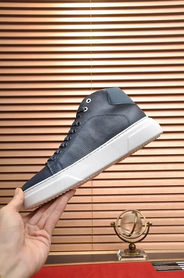 Philipp Plein Navy White Tênis Lifestyle de Couro Granulado de Cano Alto 6