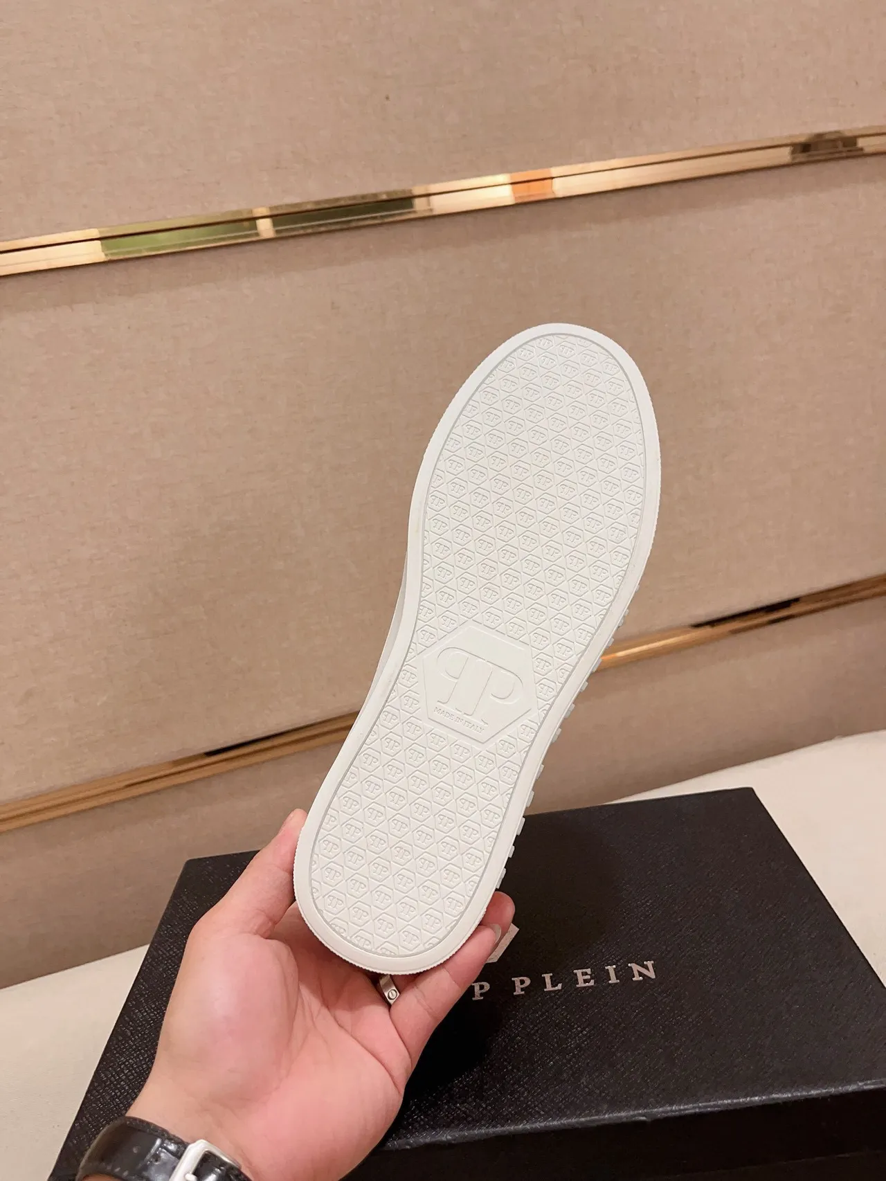 Philipp Plein Chaussures Lifestyle Blanc Vert Empeigne En Cuir Texturé Lacets Tressés Marqués 9
