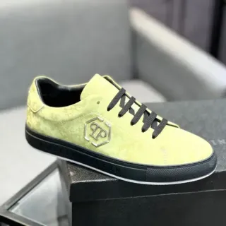 Philipp Plein 黄黑低帮麂皮纹理上层生活方式运动鞋