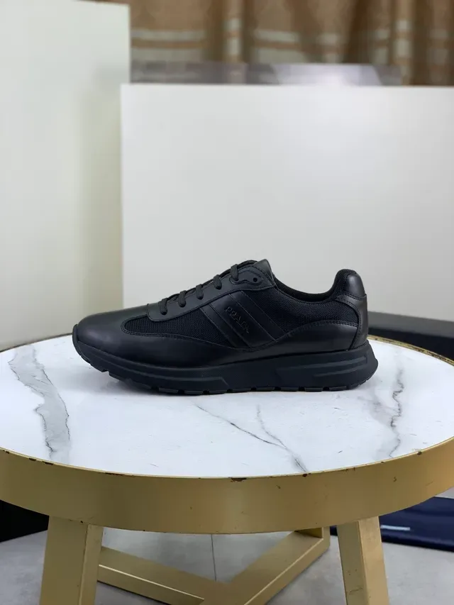 Prada All-Black Leather-Mesh Hybrid Lifestyle Sneaker 5