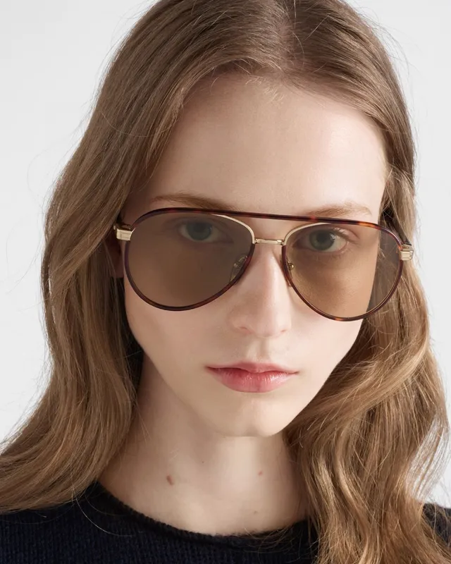 Prada Aviator Rose-Gold Gradient Lens Sunglasses 5