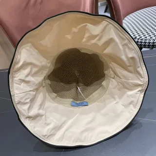 Prada Beige Black Lined Interior Mesh Crown Bucket Hat
